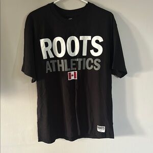 Roots Black Short Sleeve Tee Classic Athletic Style